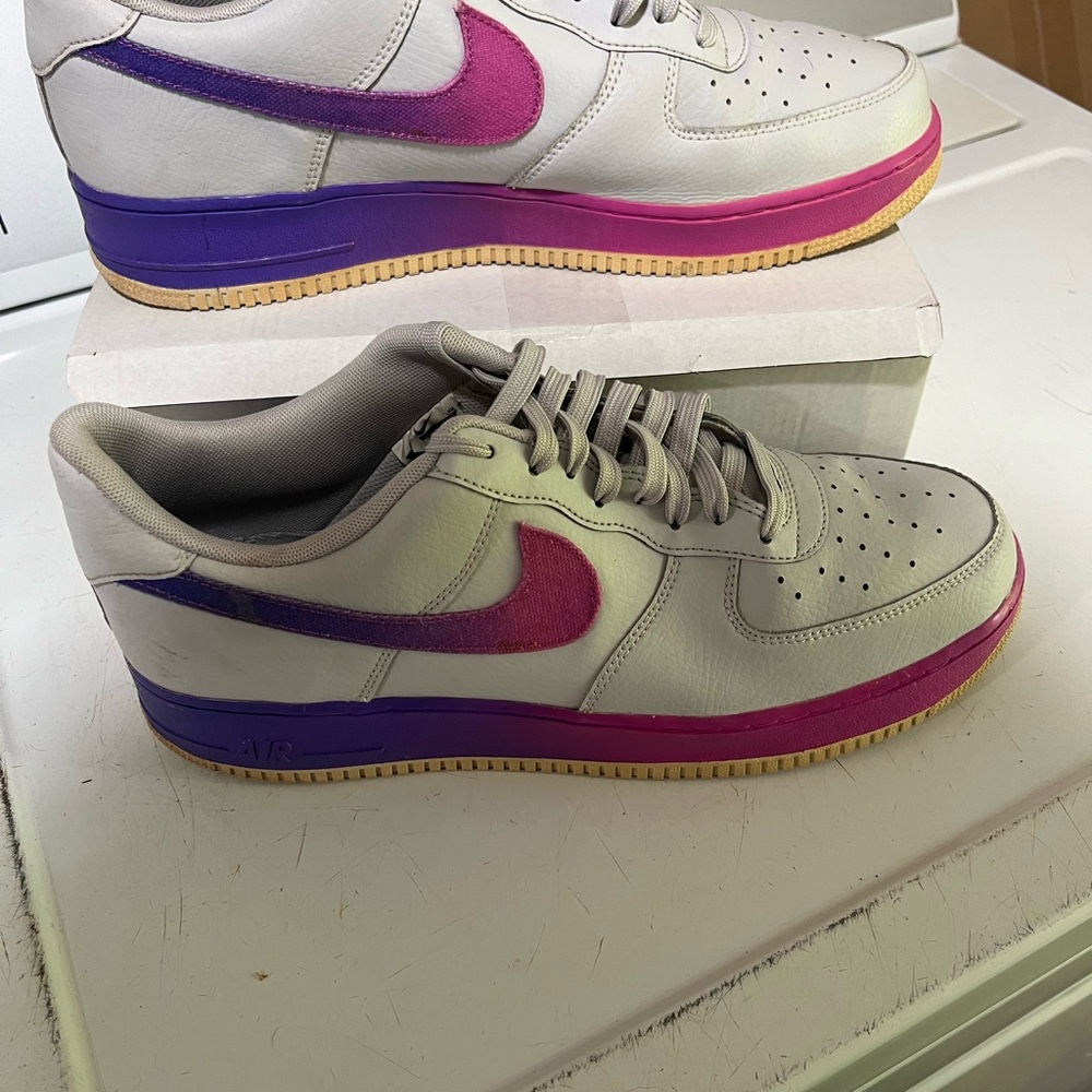 Air Force 1 Sneakers with Pink and Purple Accents